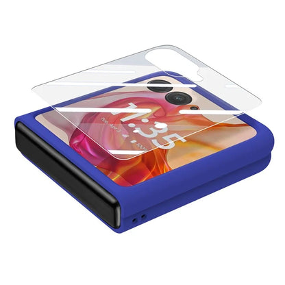 For Motorola Razr 50 Ultra 5G Case Ring Kickstand PC Phone Cover with Tempered Glass Rear Screen Film