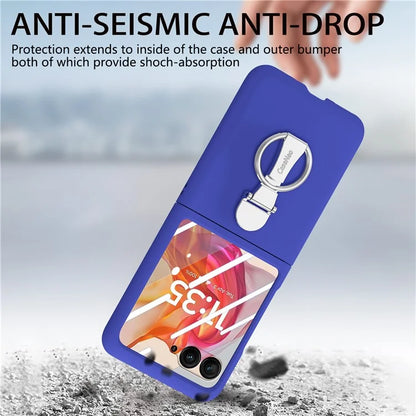 For Motorola Razr 50 Ultra 5G Case Ring Kickstand PC Phone Cover with Tempered Glass Rear Screen Film