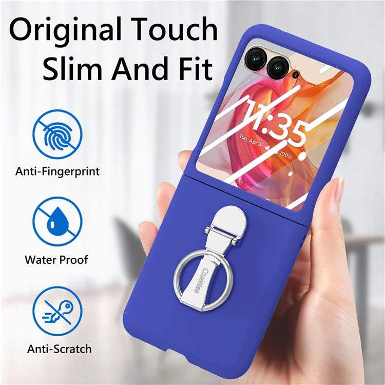 For Motorola Razr 50 Ultra 5G Case Ring Kickstand PC Phone Cover with Tempered Glass Rear Screen Film