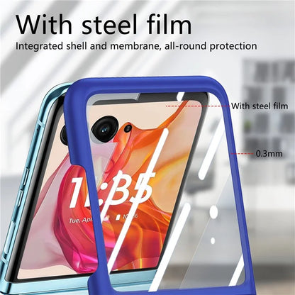 For Motorola Razr 50 Ultra 5G Case Ring Kickstand PC Phone Cover with Tempered Glass Rear Screen Film