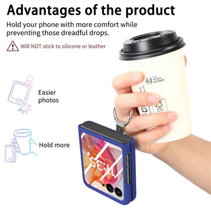 For Motorola Razr 50 Ultra 5G Case Ring Kickstand PC Phone Cover with Tempered Glass Rear Screen Film