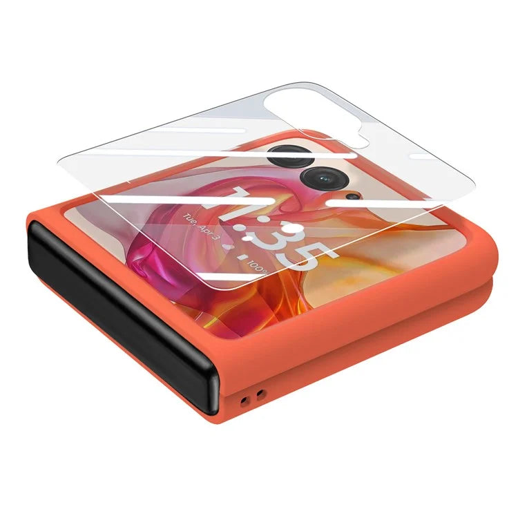 For Motorola Razr 50 Ultra 5G Case Ring Kickstand PC Phone Cover with Tempered Glass Rear Screen Film