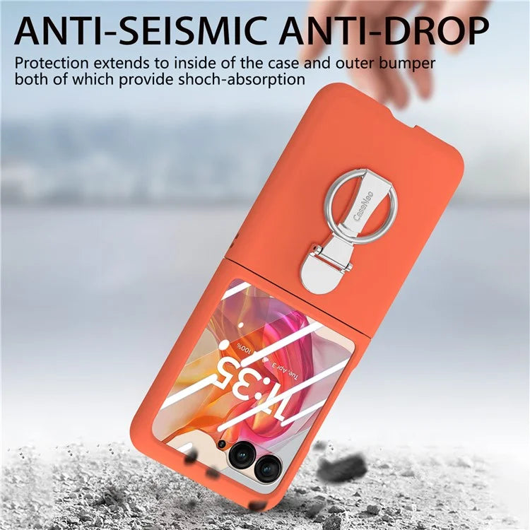 For Motorola Razr 50 Ultra 5G Case Ring Kickstand PC Phone Cover with Tempered Glass Rear Screen Film