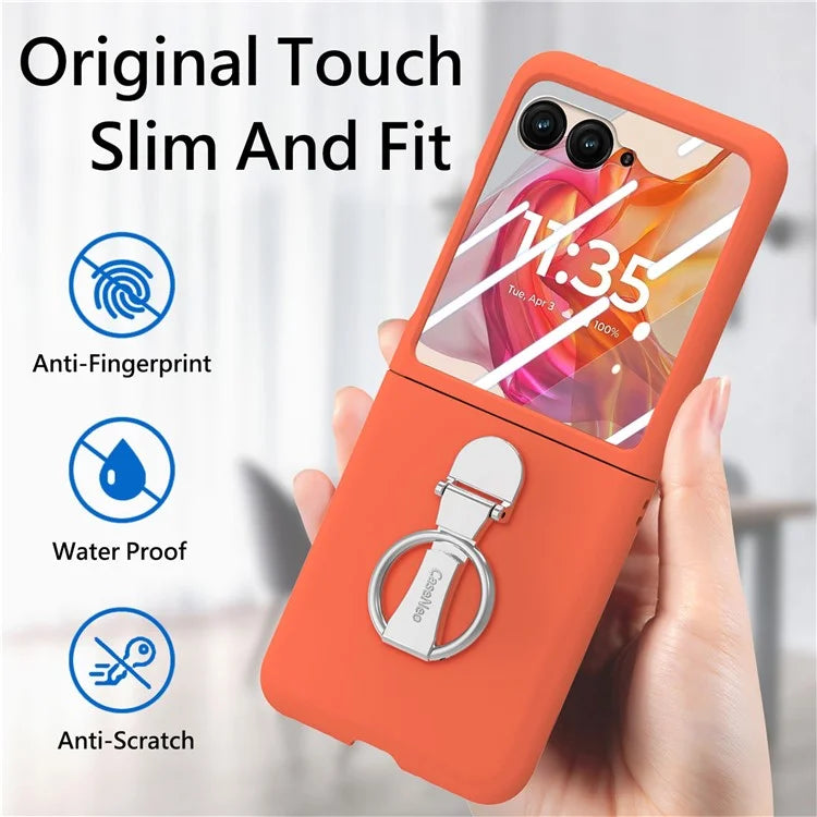 For Motorola Razr 50 Ultra 5G Case Ring Kickstand PC Phone Cover with Tempered Glass Rear Screen Film