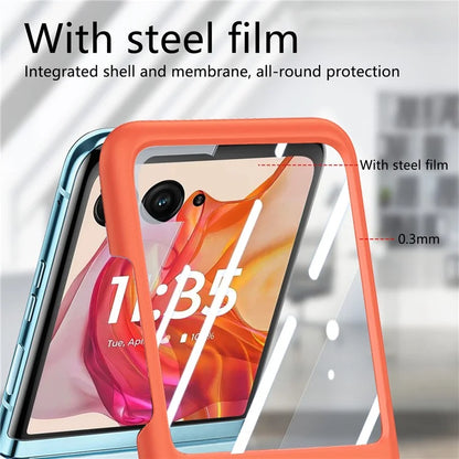 For Motorola Razr 50 Ultra 5G Case Ring Kickstand PC Phone Cover with Tempered Glass Rear Screen Film