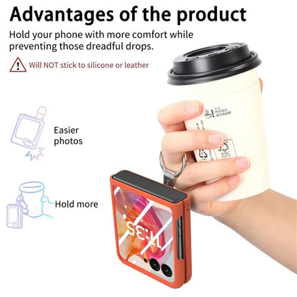 For Motorola Razr 50 Ultra 5G Case Ring Kickstand PC Phone Cover with Tempered Glass Rear Screen Film