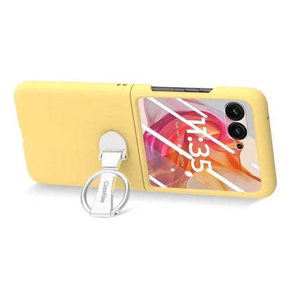 For Motorola Razr 50 Ultra 5G Case Ring Kickstand PC Phone Cover with Tempered Glass Rear Screen Film