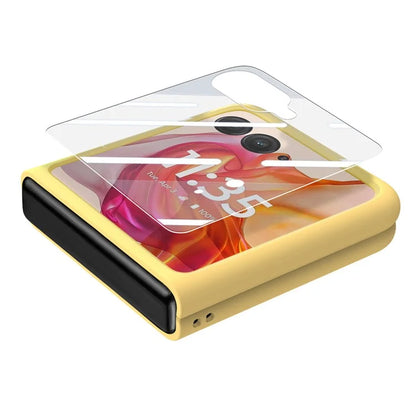 For Motorola Razr 50 Ultra 5G Case Ring Kickstand PC Phone Cover with Tempered Glass Rear Screen Film