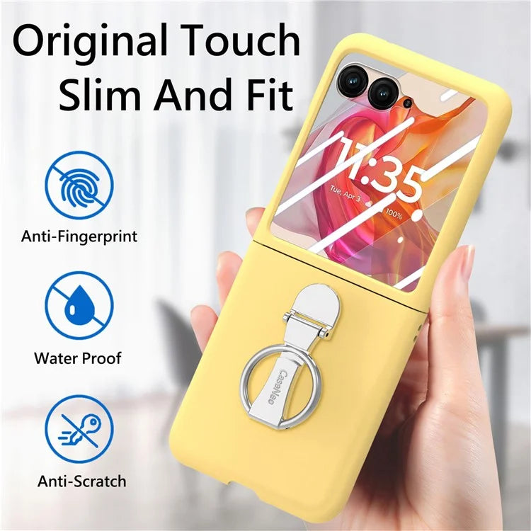 For Motorola Razr 50 Ultra 5G Case Ring Kickstand PC Phone Cover with Tempered Glass Rear Screen Film