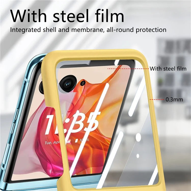 For Motorola Razr 50 Ultra 5G Case Ring Kickstand PC Phone Cover with Tempered Glass Rear Screen Film