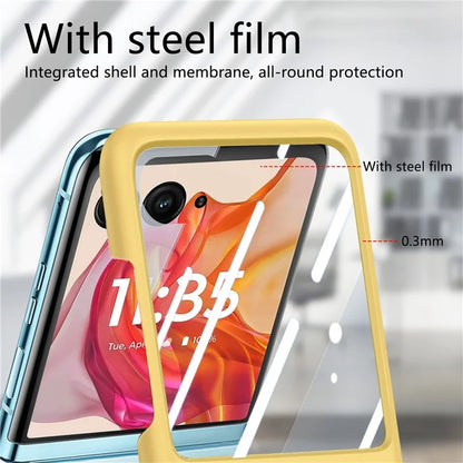 For Motorola Razr 50 Ultra 5G Case Ring Kickstand PC Phone Cover with Tempered Glass Rear Screen Film