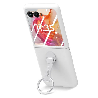 For Motorola Razr 50 Ultra 5G Case Ring Kickstand PC Phone Cover with Tempered Glass Rear Screen Film