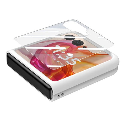 For Motorola Razr 50 Ultra 5G Case Ring Kickstand PC Phone Cover with Tempered Glass Rear Screen Film