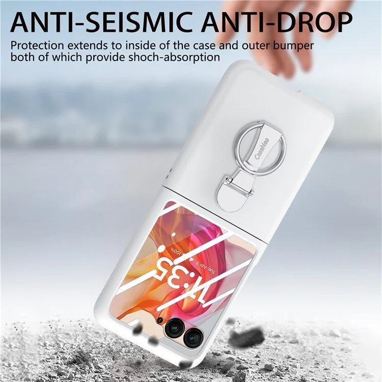 For Motorola Razr 50 Ultra 5G Case Ring Kickstand PC Phone Cover with Tempered Glass Rear Screen Film