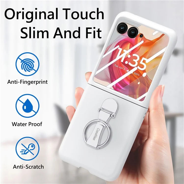 For Motorola Razr 50 Ultra 5G Case Ring Kickstand PC Phone Cover with Tempered Glass Rear Screen Film