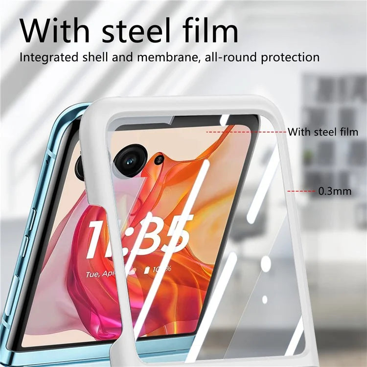 For Motorola Razr 50 Ultra 5G Case Ring Kickstand PC Phone Cover with Tempered Glass Rear Screen Film