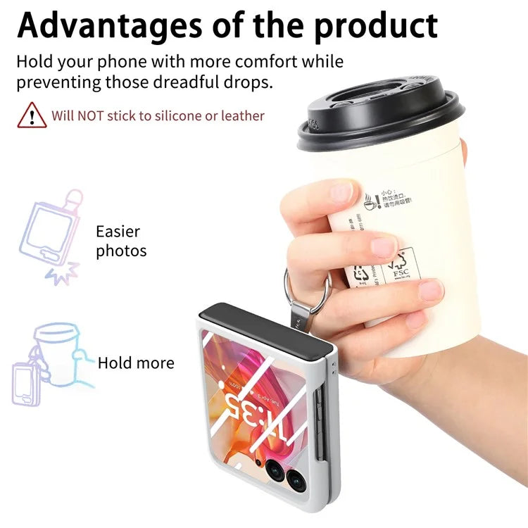 For Motorola Razr 50 Ultra 5G Case Ring Kickstand PC Phone Cover with Tempered Glass Rear Screen Film