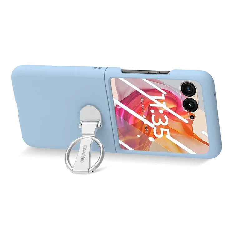 For Motorola Razr 50 Ultra 5G Case Ring Kickstand PC Phone Cover with Tempered Glass Rear Screen Film