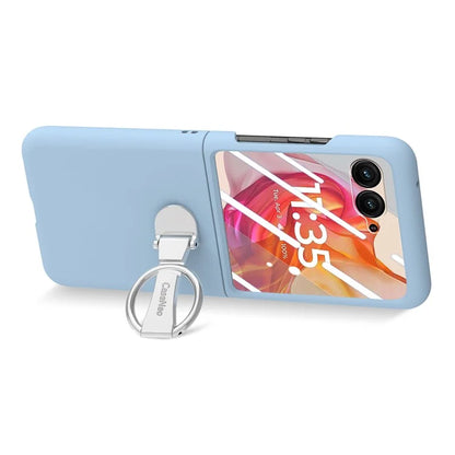 For Motorola Razr 50 Ultra 5G Case Ring Kickstand PC Phone Cover with Tempered Glass Rear Screen Film