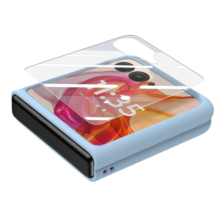 For Motorola Razr 50 Ultra 5G Case Ring Kickstand PC Phone Cover with Tempered Glass Rear Screen Film