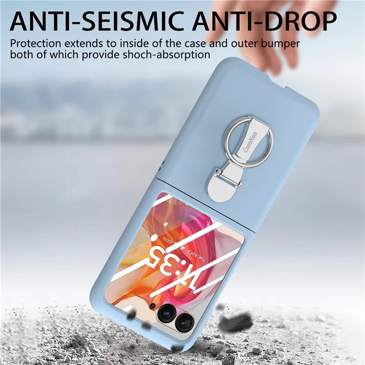 For Motorola Razr 50 Ultra 5G Case Ring Kickstand PC Phone Cover with Tempered Glass Rear Screen Film