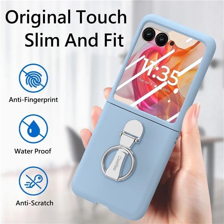 For Motorola Razr 50 Ultra 5G Case Ring Kickstand PC Phone Cover with Tempered Glass Rear Screen Film