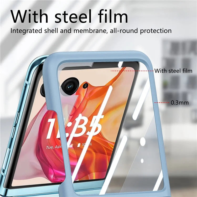 For Motorola Razr 50 Ultra 5G Case Ring Kickstand PC Phone Cover with Tempered Glass Rear Screen Film