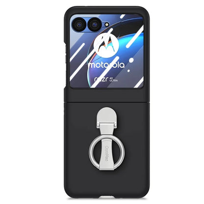 For Motorola Razr 40 Ultra 5G Case Ring Kickstand PC Phone Cover with Tempered Glass Rear Screen Film