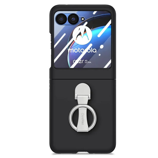 For Motorola Razr 40 Ultra 5G Case Ring Kickstand PC Phone Cover with Tempered Glass Rear Screen Film
