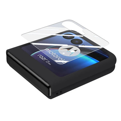 For Motorola Razr 40 Ultra 5G Case Ring Kickstand PC Phone Cover with Tempered Glass Rear Screen Film