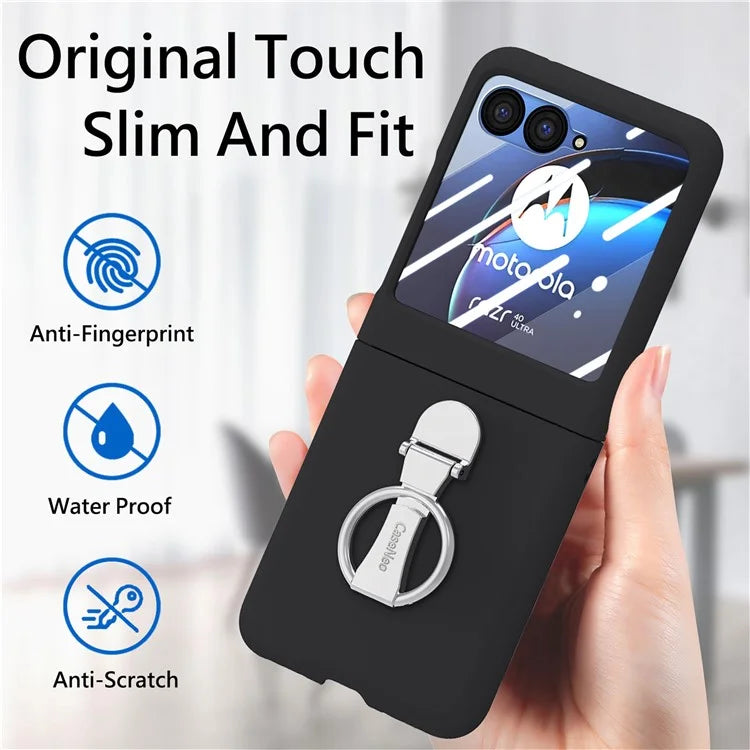 For Motorola Razr 40 Ultra 5G Case Ring Kickstand PC Phone Cover with Tempered Glass Rear Screen Film