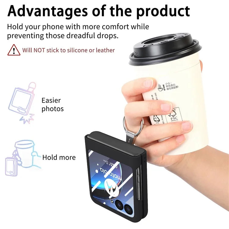 For Motorola Razr 40 Ultra 5G Case Ring Kickstand PC Phone Cover with Tempered Glass Rear Screen Film