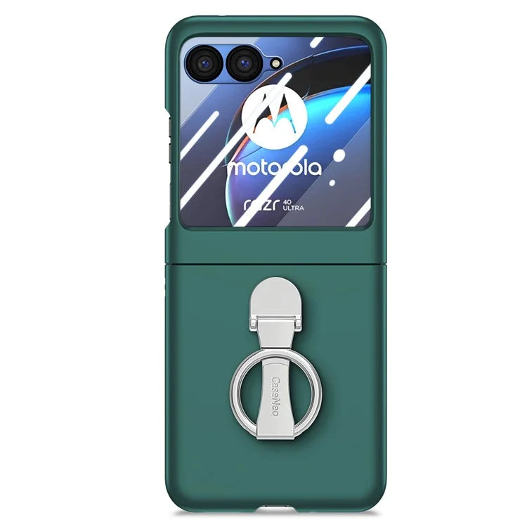 For Motorola Razr 40 Ultra 5G Case Ring Kickstand PC Phone Cover with Tempered Glass Rear Screen Film