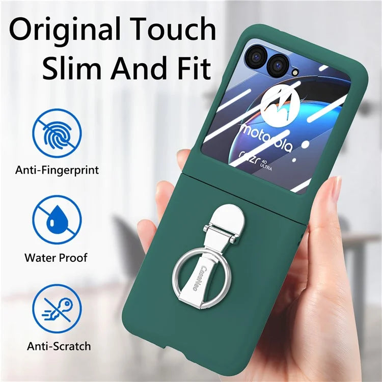 For Motorola Razr 40 Ultra 5G Case Ring Kickstand PC Phone Cover with Tempered Glass Rear Screen Film
