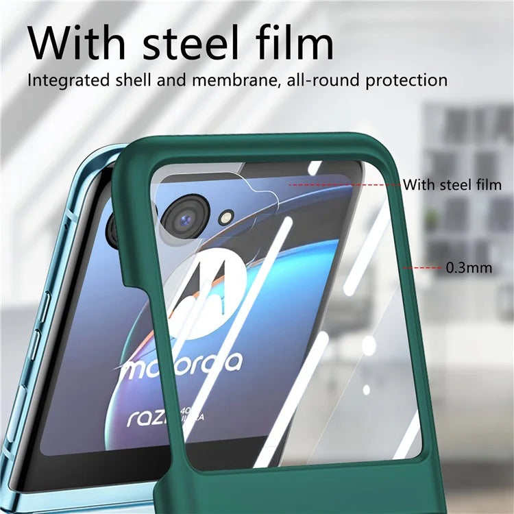 For Motorola Razr 40 Ultra 5G Case Ring Kickstand PC Phone Cover with Tempered Glass Rear Screen Film