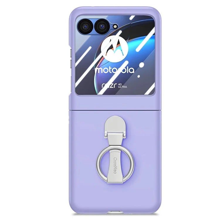 For Motorola Razr 40 Ultra 5G Case Ring Kickstand PC Phone Cover with Tempered Glass Rear Screen Film