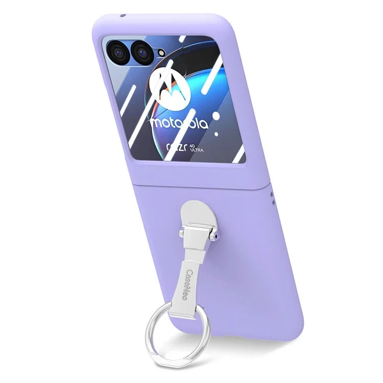 For Motorola Razr 40 Ultra 5G Case Ring Kickstand PC Phone Cover with Tempered Glass Rear Screen Film
