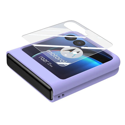 For Motorola Razr 40 Ultra 5G Case Ring Kickstand PC Phone Cover with Tempered Glass Rear Screen Film