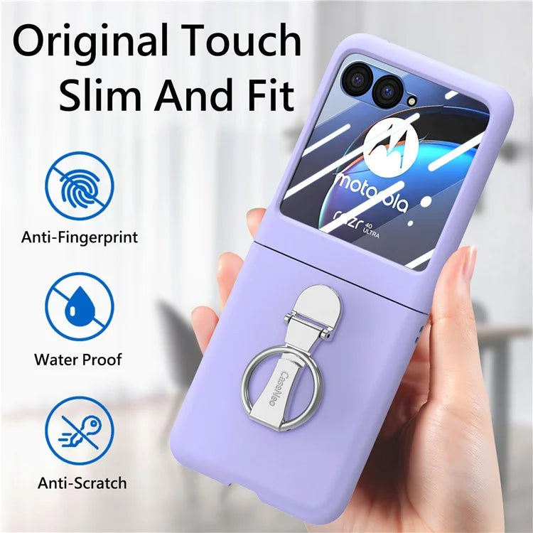 For Motorola Razr 40 Ultra 5G Case Ring Kickstand PC Phone Cover with Tempered Glass Rear Screen Film