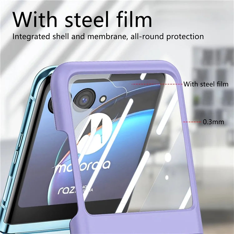 For Motorola Razr 40 Ultra 5G Case Ring Kickstand PC Phone Cover with Tempered Glass Rear Screen Film