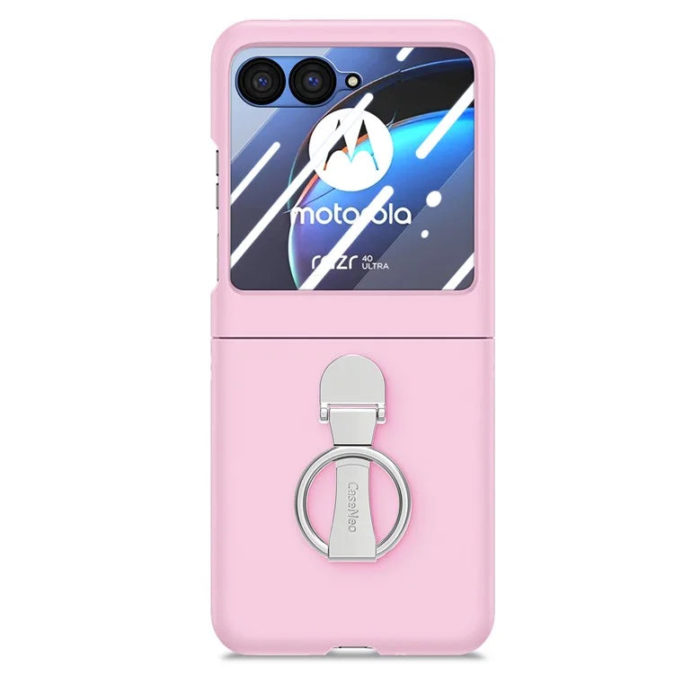 For Motorola Razr 40 Ultra 5G Case Ring Kickstand PC Phone Cover with Tempered Glass Rear Screen Film