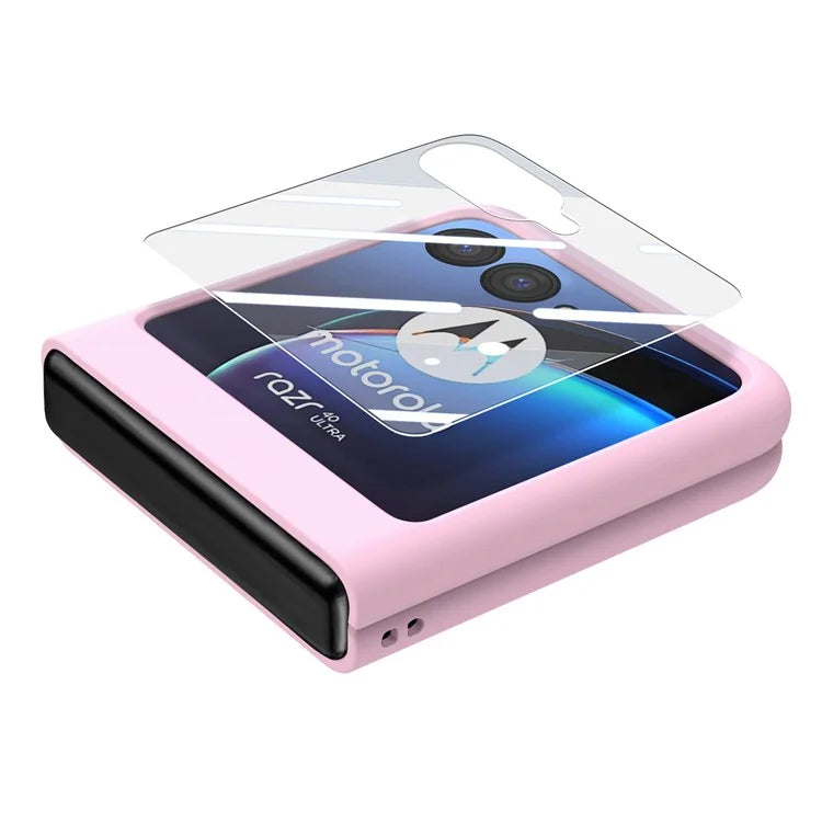 For Motorola Razr 40 Ultra 5G Case Ring Kickstand PC Phone Cover with Tempered Glass Rear Screen Film
