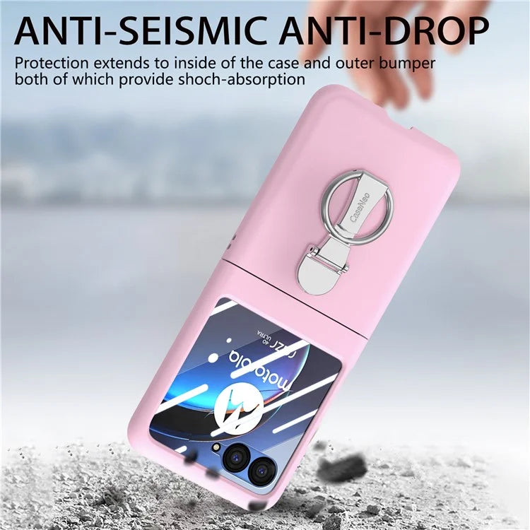For Motorola Razr 40 Ultra 5G Case Ring Kickstand PC Phone Cover with Tempered Glass Rear Screen Film