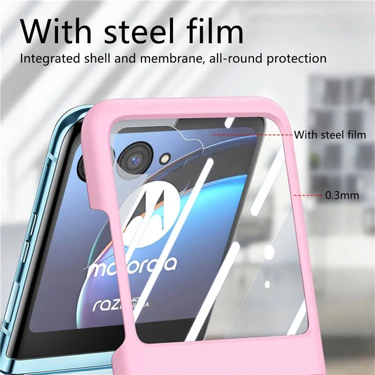 For Motorola Razr 40 Ultra 5G Case Ring Kickstand PC Phone Cover with Tempered Glass Rear Screen Film