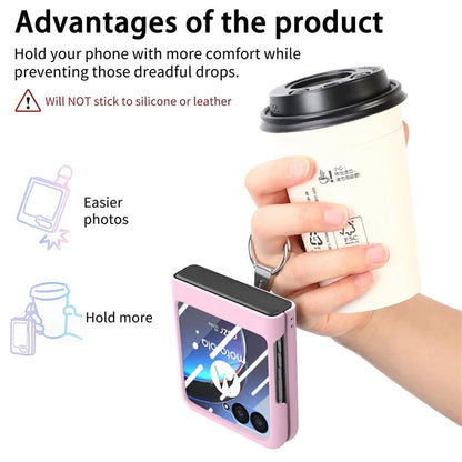 For Motorola Razr 40 Ultra 5G Case Ring Kickstand PC Phone Cover with Tempered Glass Rear Screen Film