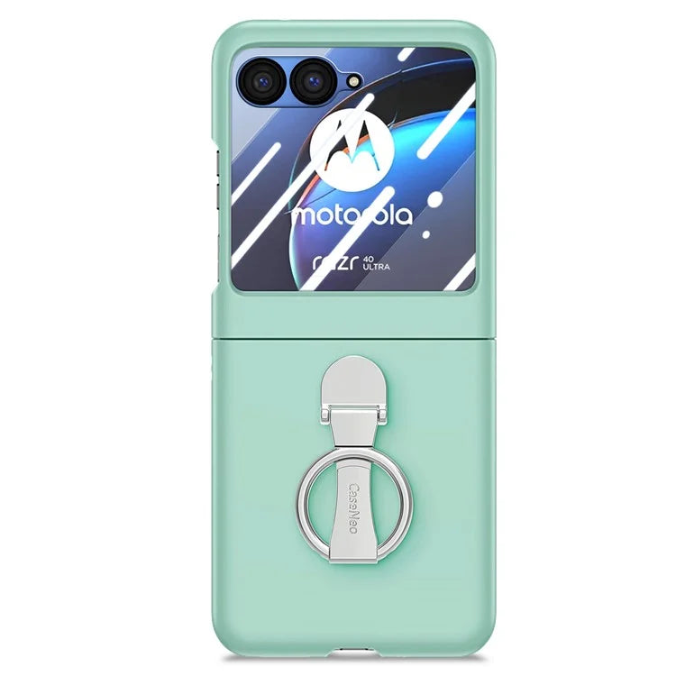 For Motorola Razr 40 Ultra 5G Case Ring Kickstand PC Phone Cover with Tempered Glass Rear Screen Film