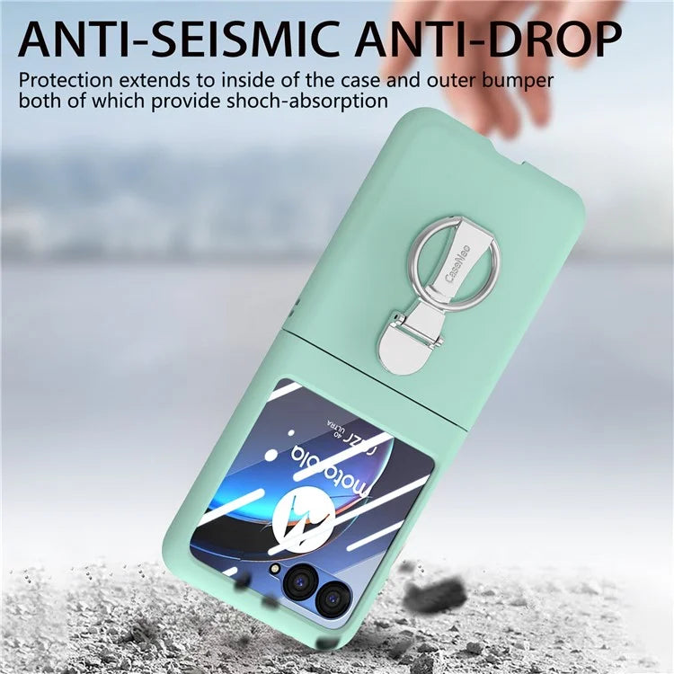 For Motorola Razr 40 Ultra 5G Case Ring Kickstand PC Phone Cover with Tempered Glass Rear Screen Film