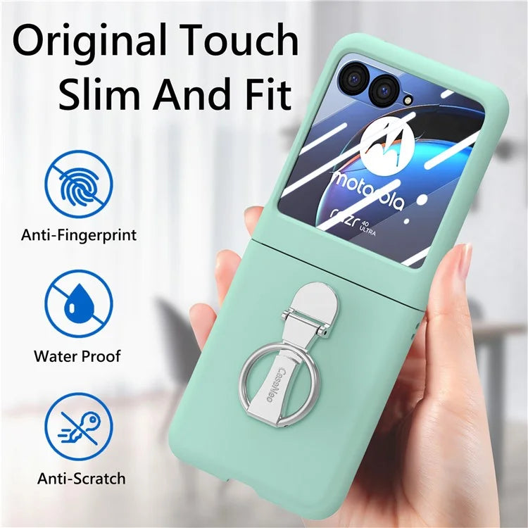 For Motorola Razr 40 Ultra 5G Case Ring Kickstand PC Phone Cover with Tempered Glass Rear Screen Film