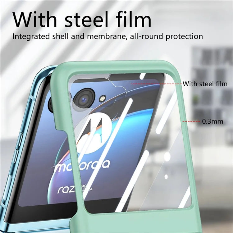For Motorola Razr 40 Ultra 5G Case Ring Kickstand PC Phone Cover with Tempered Glass Rear Screen Film