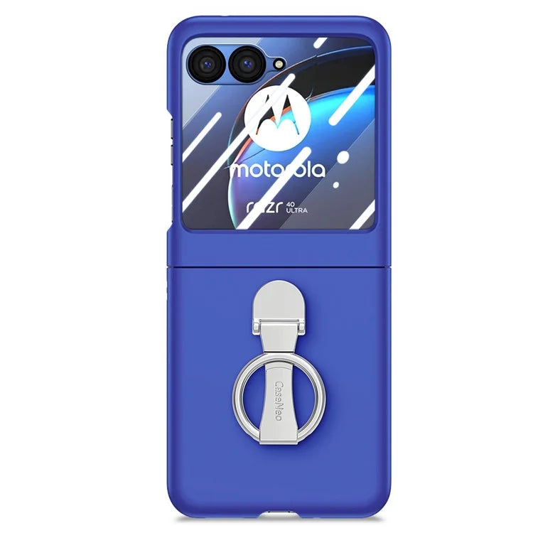 For Motorola Razr 40 Ultra 5G Case Ring Kickstand PC Phone Cover with Tempered Glass Rear Screen Film
